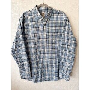 LL Bean Mens XLT Tall Traditional Fit Flannel Blue Patch Pocket Gorpcore Camping